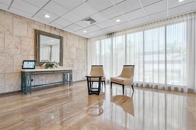 1965 S Ocean Dr Unit 6Q, Hallandale Beach, FL 33009 - sitting room with a paneled ceiling and recessed lighting