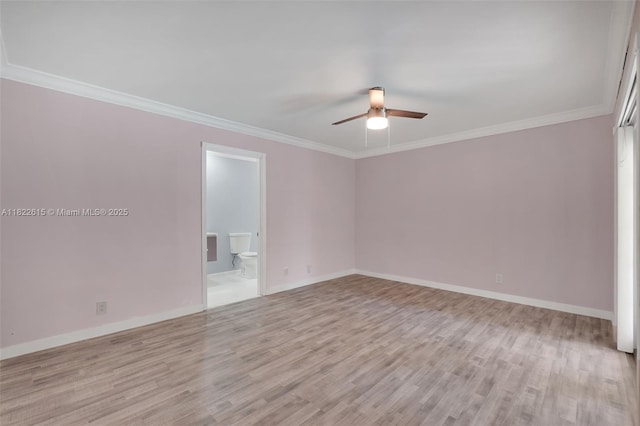7220 NW 44th Ct, Lauderhill, FL 33319 - unfurnished room featuring ceiling fan, light wood-style floors, and crown molding