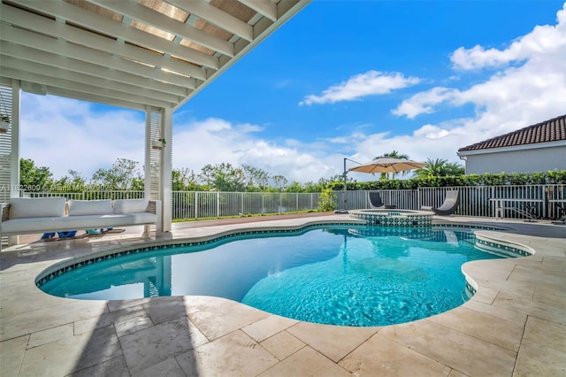 942 Lavender Cir, Weston, FL 33327 - view of pool with a patio area, a fenced backyard, and a pool with connected hot tub