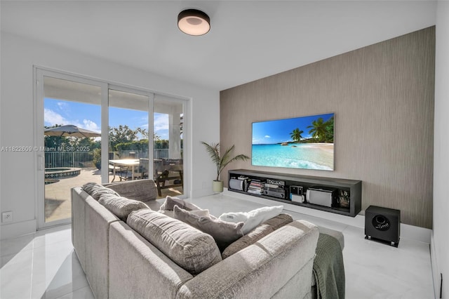 942 Lavender Cir, Weston, FL 33327 - living room with an accent wall