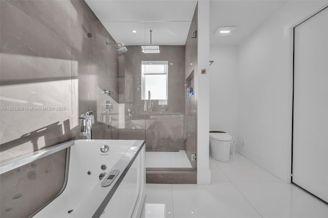 942 Lavender Cir, Weston, FL 33327 - full bathroom with a stall shower, tile patterned floors, and a whirlpool tub
