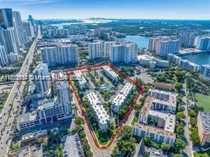 17570 Atlantic Blvd Unit 119, Sunny Isles Beach, FL 33160 - view of urban area with a large body of water and property boundaries highlighted