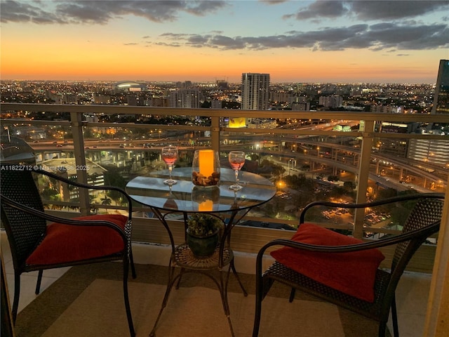 90 SW 3rd St Unit 3010, Miami, FL 33130 - balcony at dusk featuring a city view