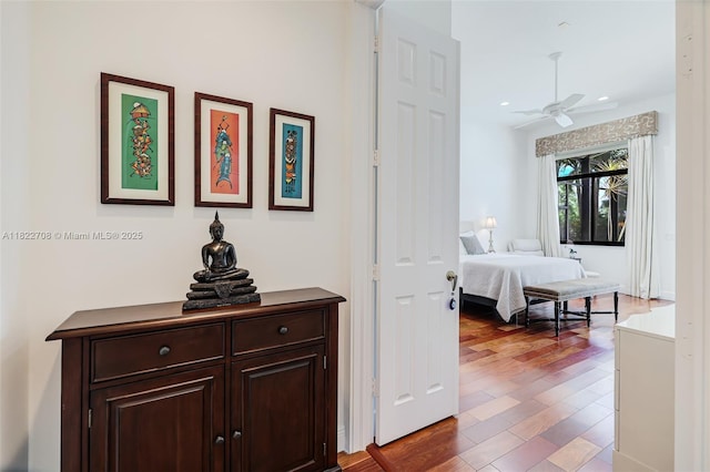 2489 Eagle Watch Ln, Weston, FL 33327 - corridor with wood finished floors and recessed lighting