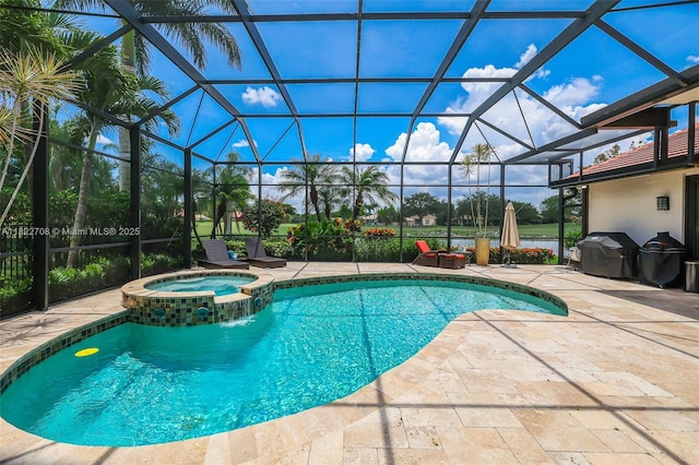 2489 Eagle Watch Ln, Weston, FL 33327 - view of pool with a patio, area for grilling, a pool with connected hot tub, and a lanai