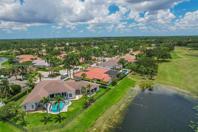 2489 Eagle Watch Ln, Weston, FL 33327 - aerial perspective of suburban area with a large body of water and a golf course
