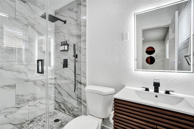 1772 SW 43rd Ave, Fort Lauderdale, FL 33317 - full bath featuring a textured wall, vanity, and a marble finish shower