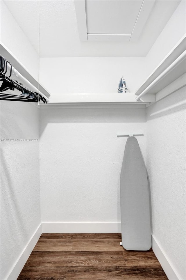 1772 SW 43rd Ave, Fort Lauderdale, FL 33317 - spacious closet with attic access and dark wood-style flooring