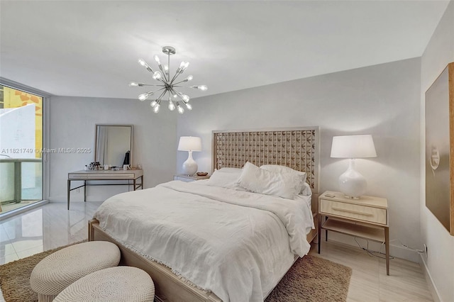 16425 Collins Ave Unit 311, Sunny Isles Beach, FL 33160 - bedroom with a chandelier and access to exterior