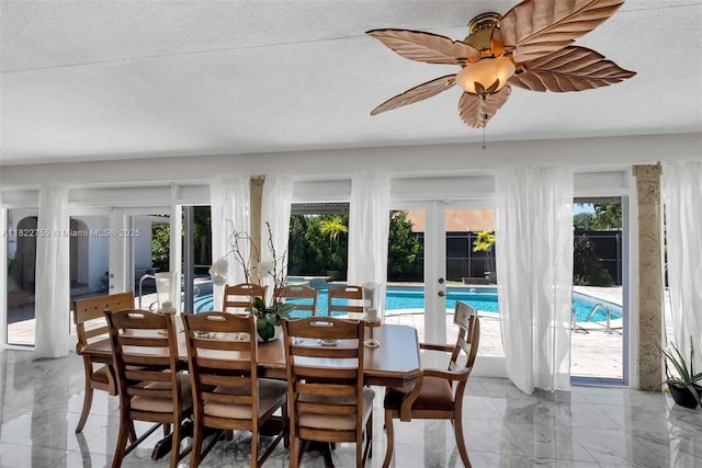 7080 SW 98th Ave, Miami, FL 33173 - dining area featuring french doors and a ceiling fan
