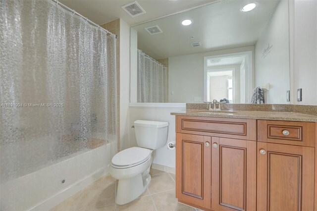 347 N New River Dr E Unit 1505, Fort Lauderdale, FL 33301 - full bath with tile patterned floors, vanity, shower / tub combo, and recessed lighting