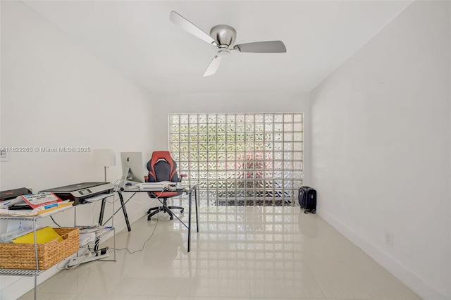 11230 SW 69th Ct, Pinecrest, FL 33156 - tiled office featuring a ceiling fan