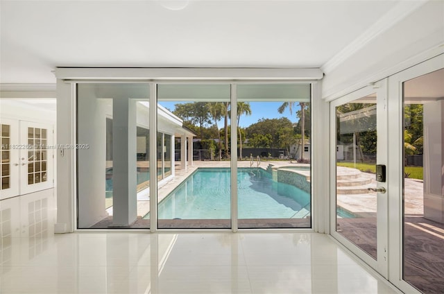 11230 SW 69th Ct, Pinecrest, FL 33156 - view of pool featuring french doors and a pool with connected hot tub