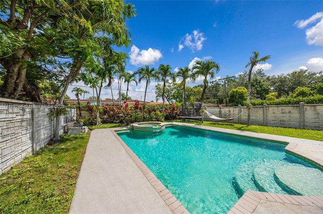 5781 SW 25th St, Miami, FL 33155 - view of pool featuring a fenced backyard and a pool with connected hot tub