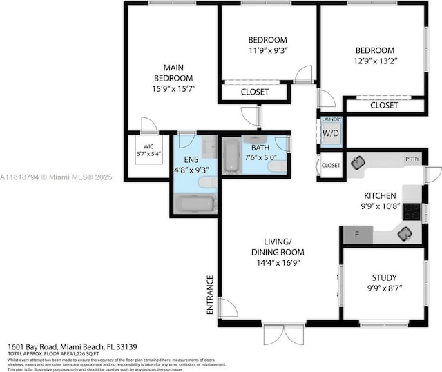 1601 Bay Rd Unit 4, Miami Beach, FL 33139 - view of floor plan / room layout