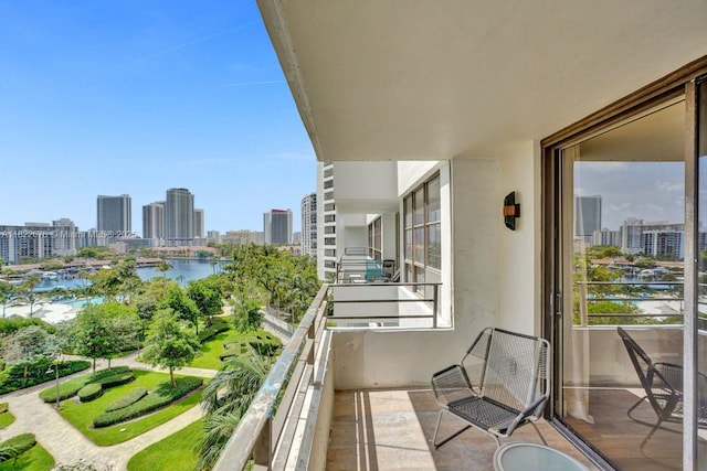 600 Three Islands Blvd Unit 615, Hallandale Beach, FL 33009 - balcony with a skyline view and a water view