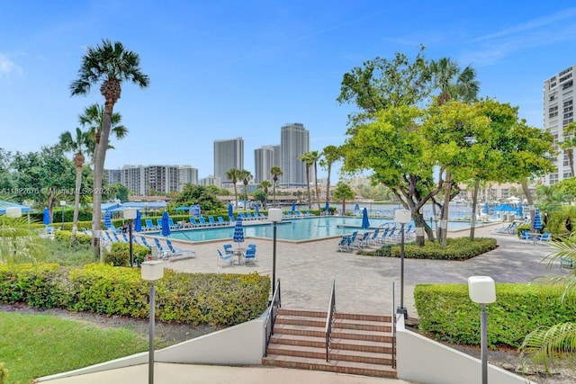 600 Three Islands Blvd Unit 615, Hallandale Beach, FL 33009 - view of community with a pool and stairs