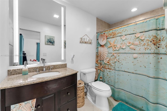 27645 SW 163rd Ave, Homestead, FL 33031 - bathroom with tile patterned floors, vanity, and a shower with curtain