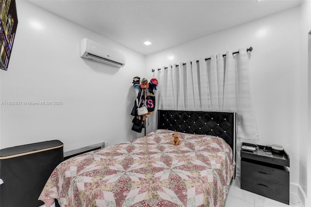 27645 SW 163rd Ave, Homestead, FL 33031 - bedroom featuring a wall mounted air conditioner and marble finish flooring