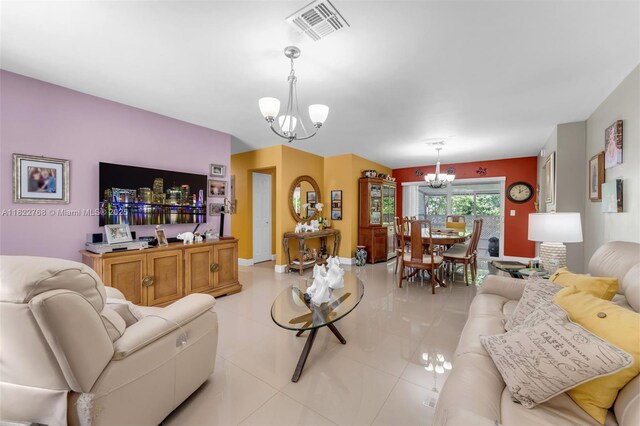 28540 SW 146th Ave, Homestead, FL 33033 - living area featuring a chandelier and light tile patterned floors