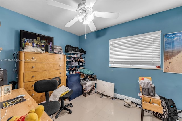 28540 SW 146th Ave, Homestead, FL 33033 - office area featuring ceiling fan and tile patterned flooring