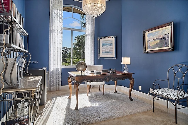 6807 NW 66th Way, Parkland, FL 33067 - office space featuring a chandelier and baseboards