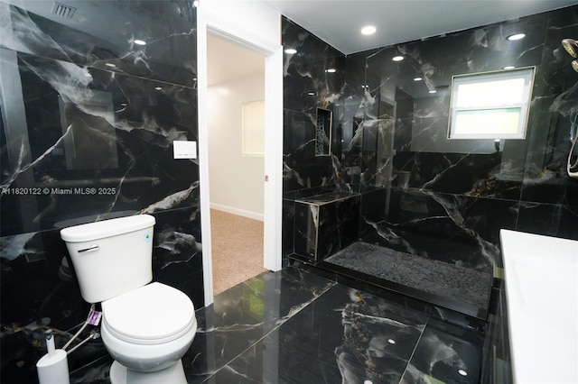 3313 N Ridge Rd, Tallahassee, FL 32305 - full bathroom with marble tiled floors, a marble finish shower, and vanity