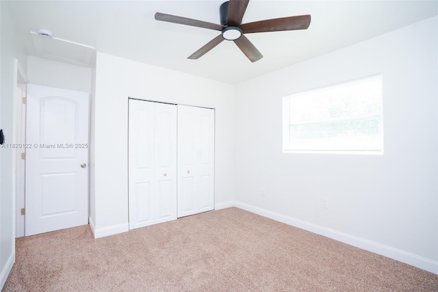 3313 N Ridge Rd, Tallahassee, FL 32305 - unfurnished bedroom featuring carpet floors, attic access, a closet, and a ceiling fan
