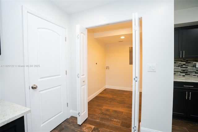 3313 N Ridge Rd, Tallahassee, FL 32305 - corridor with dark wood-style floors and recessed lighting