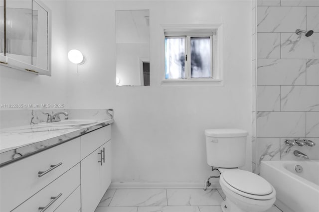 2135 NW 154th St, Miami Gardens, FL 33054 - bathroom featuring vanity, marble look tiles, and shower / tub combination