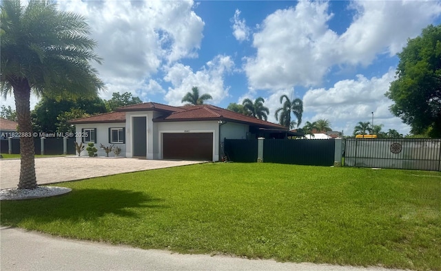 20401 SW 317th St, Homestead, FL 33030 - view of front of house featuring a garage, stucco siding, decorative driveway, and a tiled roof
