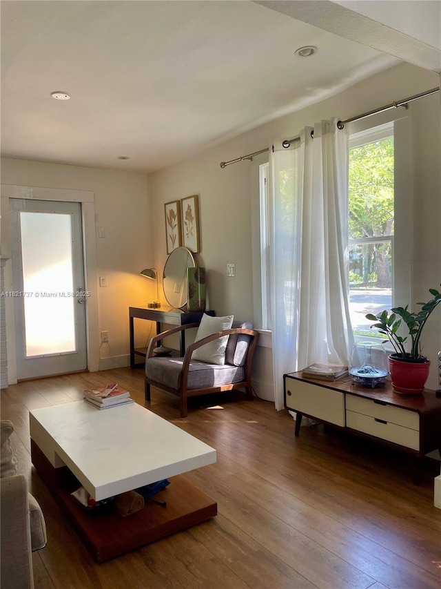 2985 Aviation Ave, Miami, FL 33133 - living room with hardwood / wood-style flooring and recessed lighting
