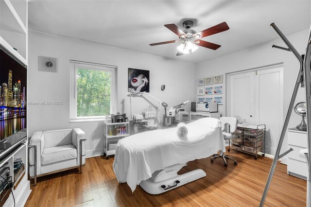 170 NW 105th St, Miami Shores, FL 33150 - bedroom featuring light wood-style flooring and ceiling fan