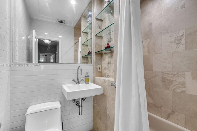 170 NW 105th St, Miami Shores, FL 33150 - full bath with tile walls and shower / bath combination with curtain