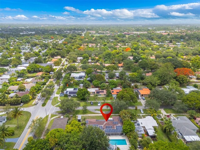 170 NW 105th St, Miami Shores, FL 33150 - aerial view of property's location with nearby suburban area and a pool