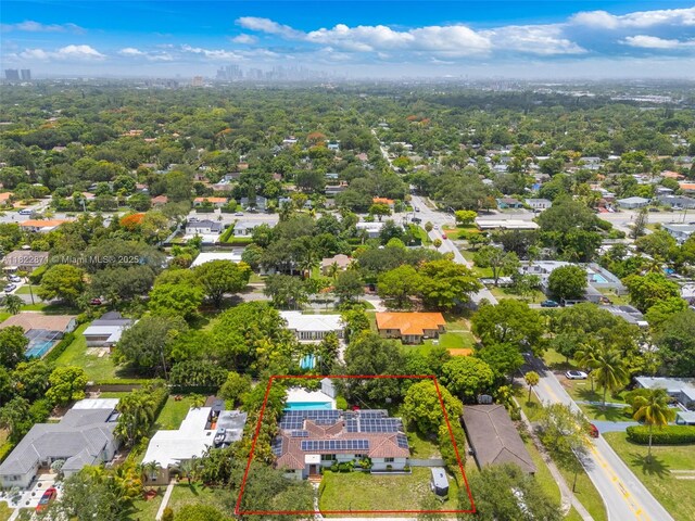 170 NW 105th St, Miami Shores, FL 33150 - aerial perspective of suburban area with property parcel outlined