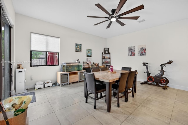 32106 SW 199th Pl, Homestead, FL 33030 - dining room with ceiling fan and light tile patterned flooring