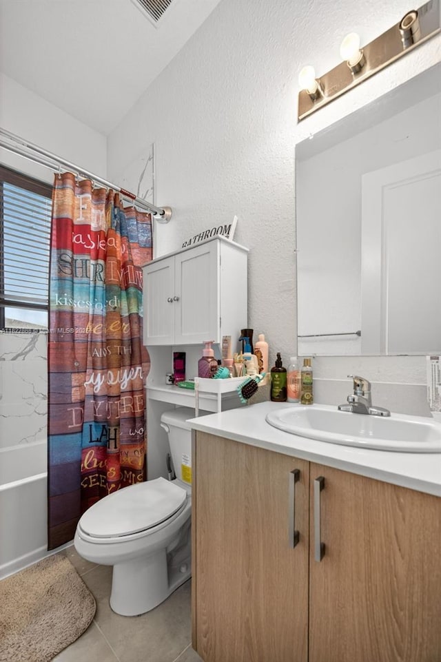 32106 SW 199th Pl, Homestead, FL 33030 - bathroom featuring vanity, shower / bath combination with curtain, and tile patterned flooring