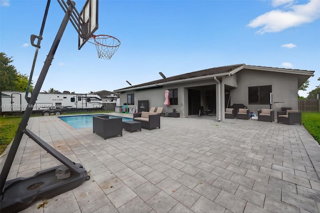 32106 SW 199th Pl, Homestead, FL 33030 - view of swimming pool with an outdoor living space and a patio area