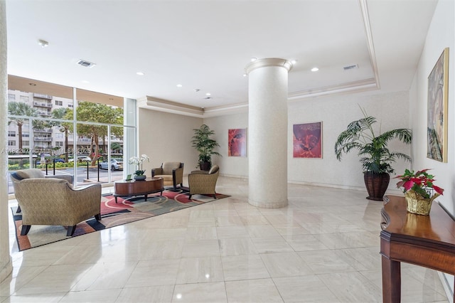 251 174th St Unit 218, Sunny Isles Beach, FL 33160 - building lobby with expansive windows and recessed lighting