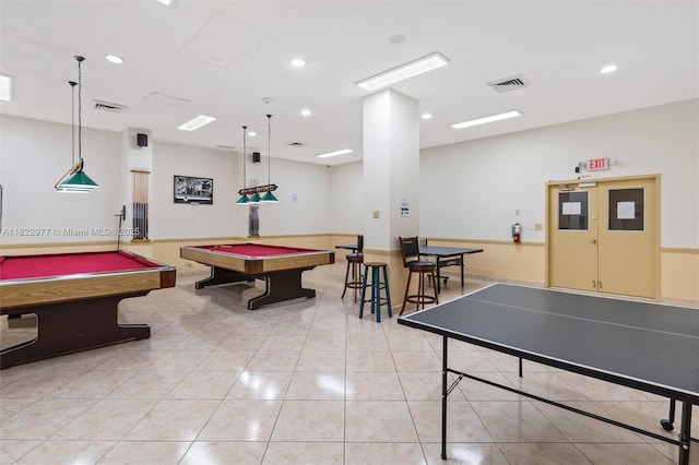 251 174th St Unit 218, Sunny Isles Beach, FL 33160 - game room with billiards table, light tile patterned floors, and recessed lighting