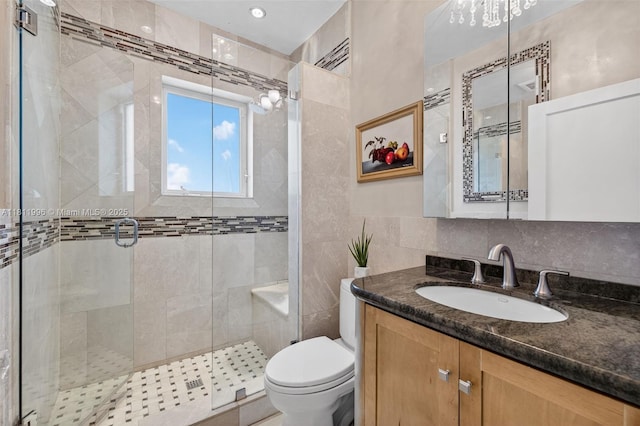 1314 SE 1st Ave, Fort Lauderdale, FL 33316 - full bathroom with vanity, a stall shower, and tile walls
