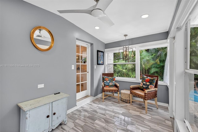 1314 SE 1st Ave, Fort Lauderdale, FL 33316 - living area with recessed lighting and ceiling fan