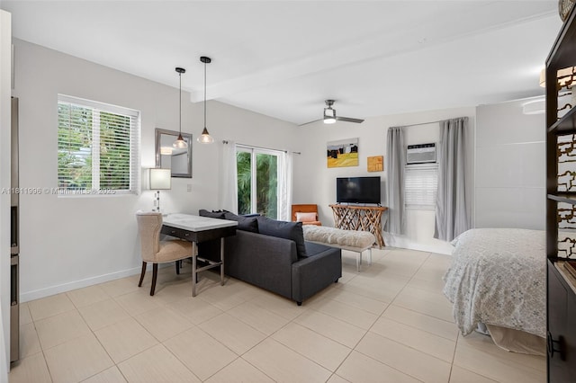1314 SE 1st Ave, Fort Lauderdale, FL 33316 - living room with plenty of natural light, a ceiling fan, and light tile patterned floors