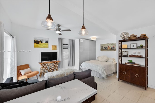 1314 SE 1st Ave, Fort Lauderdale, FL 33316 - bedroom with light tile patterned floors and a ceiling fan