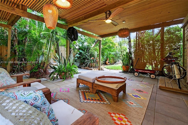 1314 SE 1st Ave, Fort Lauderdale, FL 33316 - view of patio featuring ceiling fan and outdoor lounge area