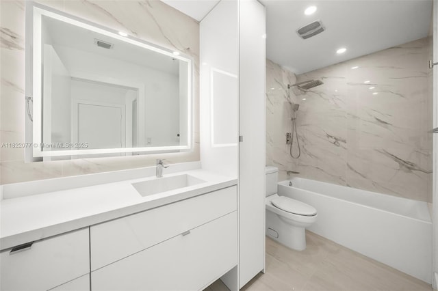 1900 N Bayshore Dr Unit 2104, Miami, FL 33132 - bathroom with vanity, washtub / shower combination, and recessed lighting