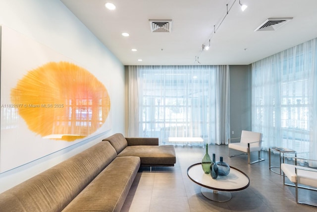 1900 N Bayshore Dr Unit 2104, Miami, FL 33132 - living room with expansive windows, track lighting, and recessed lighting