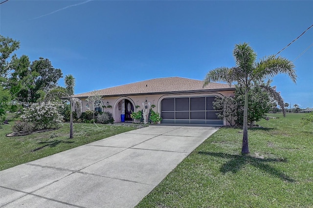 30 Bunker Ln Fl, Grove City-Rotonda, FL 33947 - single story home featuring an attached garage, stucco siding, concrete driveway, and a front lawn