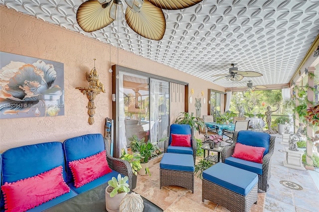 30 Bunker Ln Fl, Grove City-Rotonda, FL 33947 - view of patio featuring an outdoor living space and ceiling fan